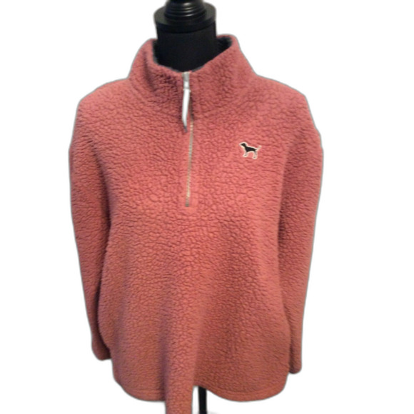 PINK Victoria's Secret Jackets & Blazers - Victoria's Secret PINK Teddy Jacket Partial Zip Size Medium M High Collar